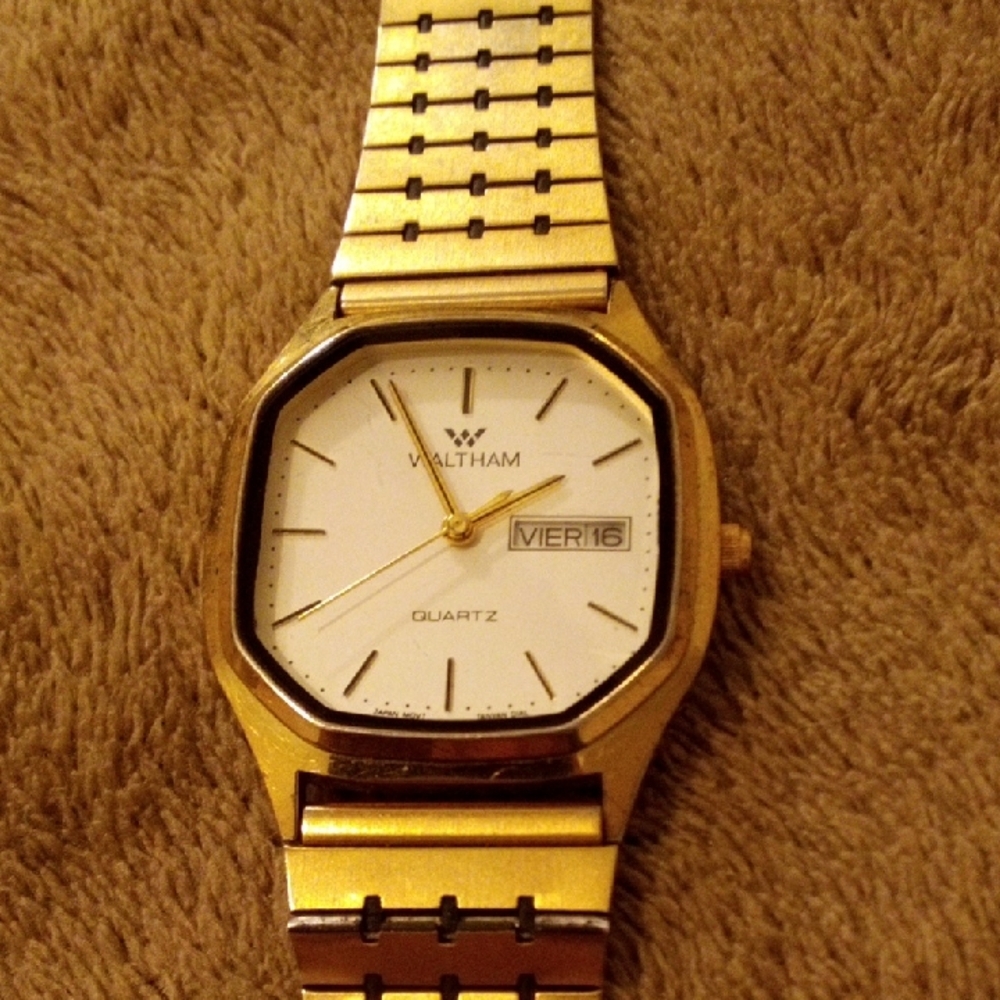 Waltham Gold and White Quartz Watch
